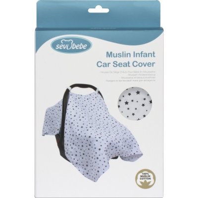 Sevi Bebe Müslin Puset ve Ana Kucağı Örtüsü, Mavi, Yıldız Yağmuru