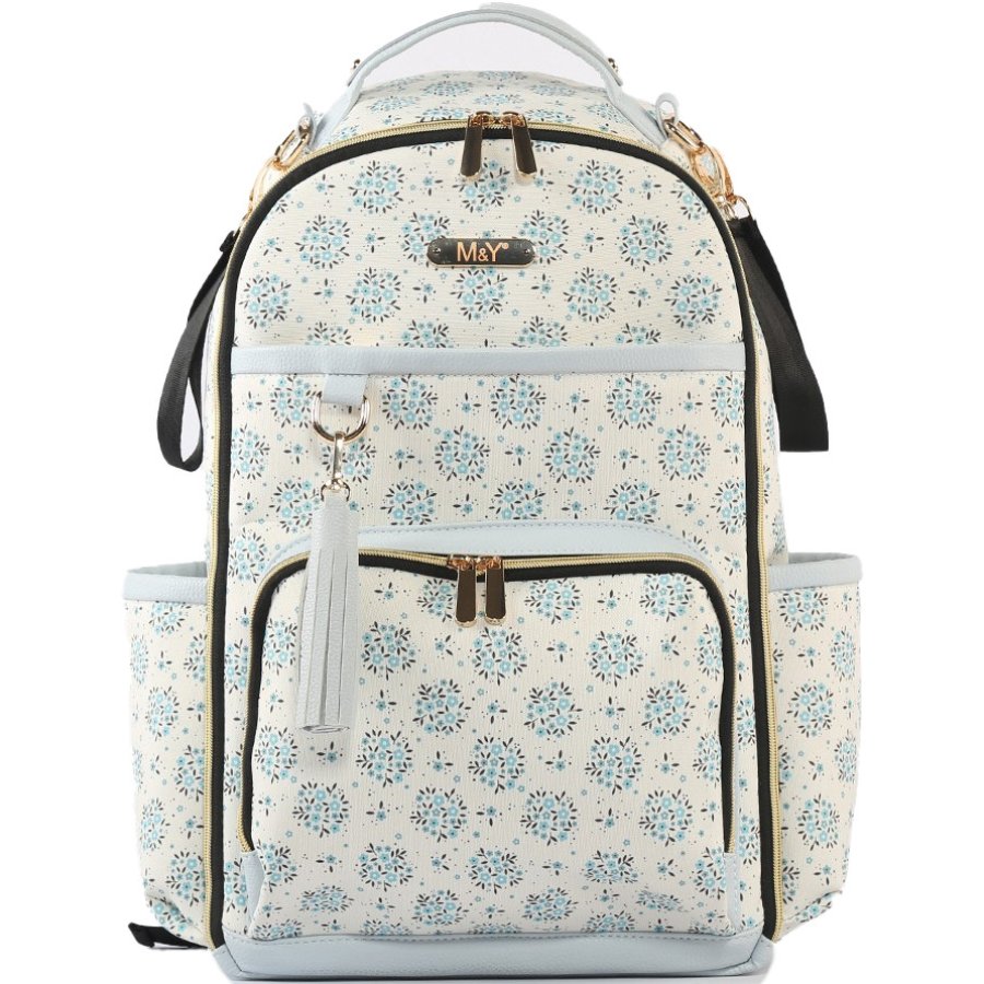 M&Y Oeste Deri Anne Bebek Bakım Sırt Çantası, Mavi