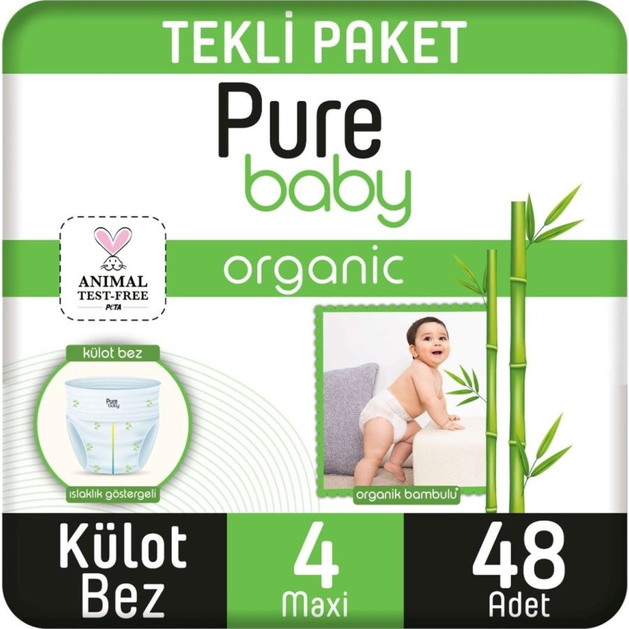 Sleepy Pure Baby Organik Külot Bez, 4 Beden, 48 Adet