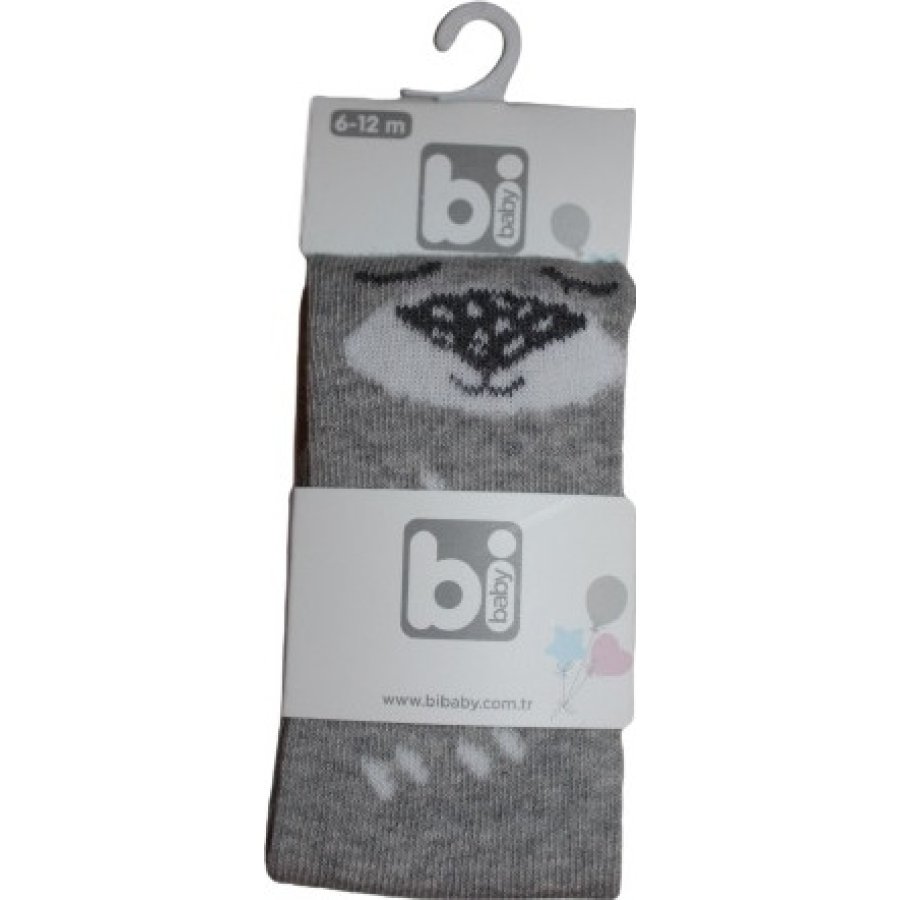 Bibaby Desenli Külotlu Çorap, Gri, Ayıcık