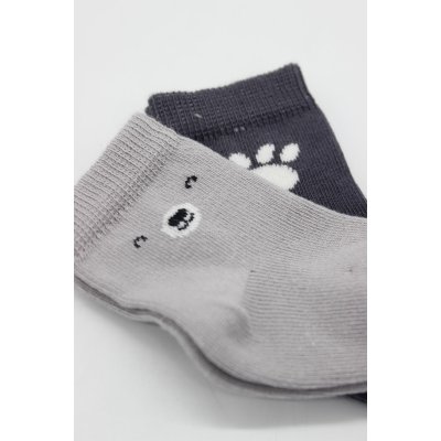 Bistyle 2'Li Bear Penye Soket Çorap 10116 Gri