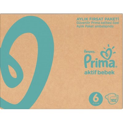 Prima Aktif Bebek Bezi, 6 Beden, 102 Adet