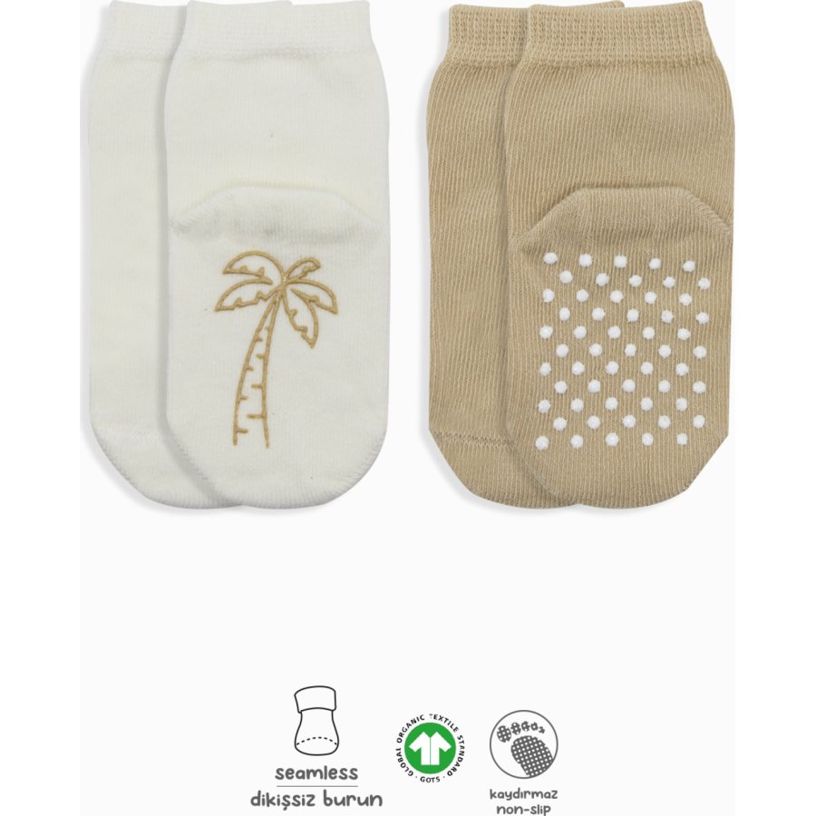 Bistyle 2'Li Meyve Figürlü Kaymaz Soket Çorap 10105 Bej Ekru