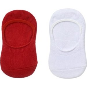 Bibaby Biorganic Basic Kız Babet 2'li Çorap, Kırmızı, Beyaz