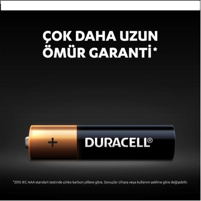 Duracell İnce Kalem Pil, AAA, 4'lü