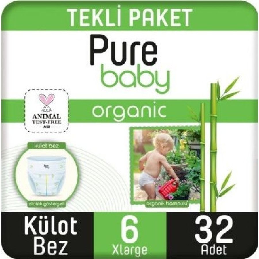 Sleepy Pure Baby Organik Külot Bez, 6 Beden, 32 Adet