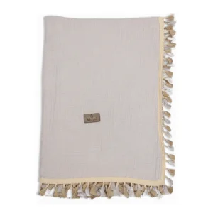 Bistyle Organik Müslin Fistolu Battaniye, 80x90, Taş