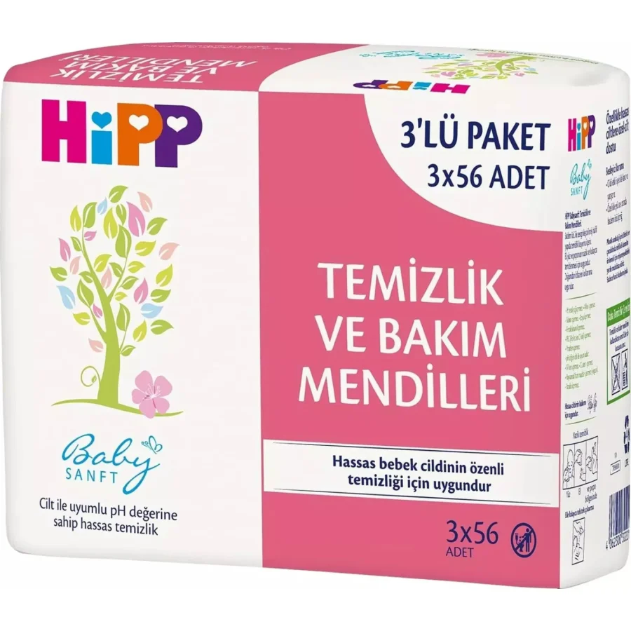 Hipp Temizlik ve Bakım Mendili, 56 Yaprak, 3'lü