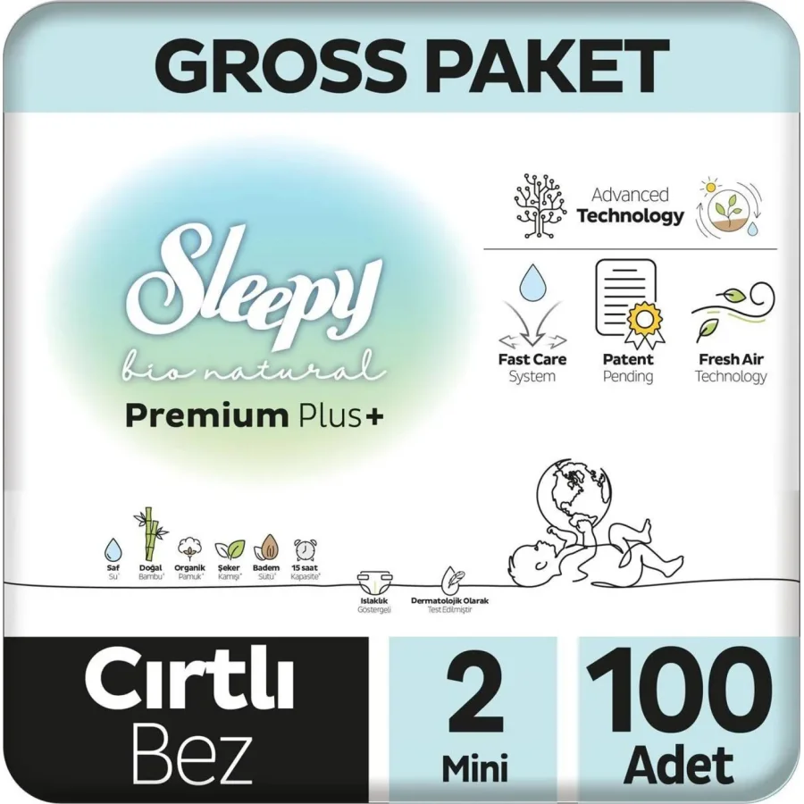 Sleepy Bio Natural Bebek Bezi, 2 Beden, 100 Adet