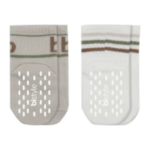 Bistyle Penye Kaymaz Soket Çorap, 2'li, Taş, Ekru