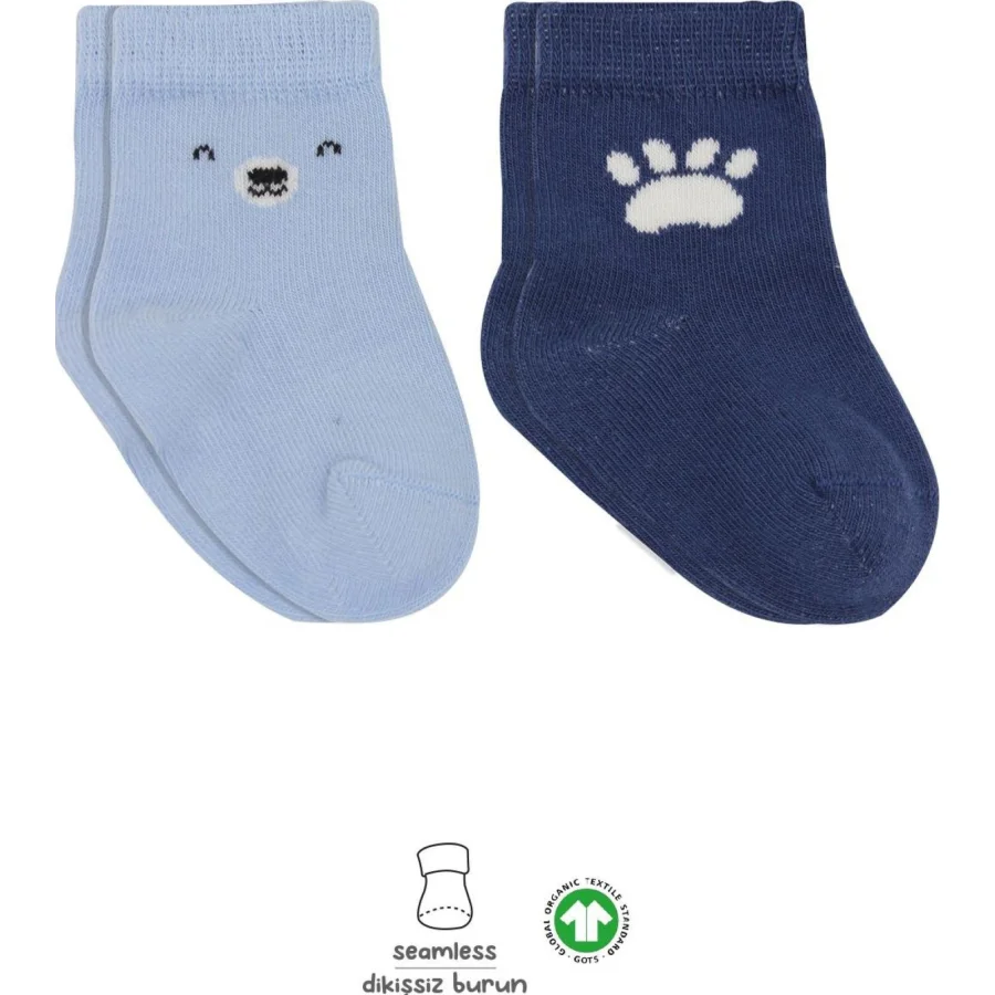 Bistyle Bear Penye Soket Çorap, 2'li, Mavi