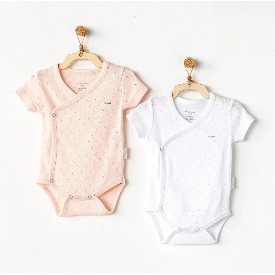 Andywawa Jacquard Basic Zıbın Badi, 2'li, Pembe, Beyaz