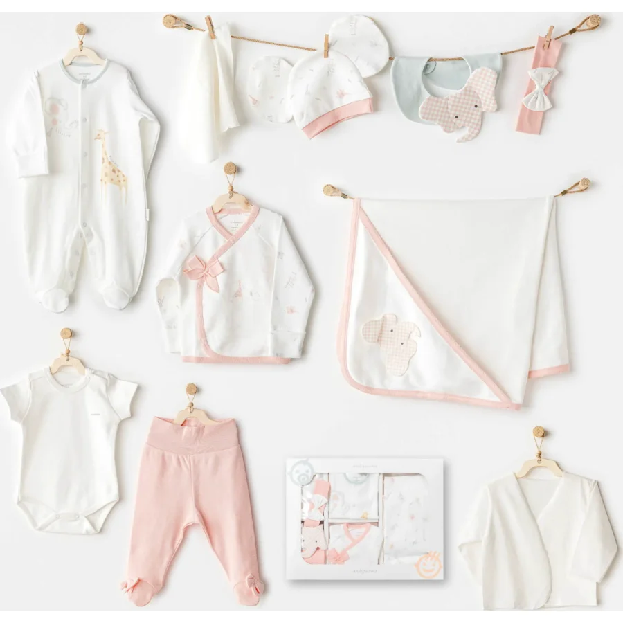 Andywawa Love Family Hastane Çıkış Seti, 10'lu, Ekru