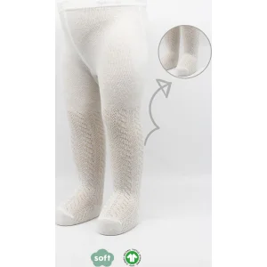 Bistyle Tekli Zikzak Kabartma Penye Külotlu Çorap BS50108 Ekru