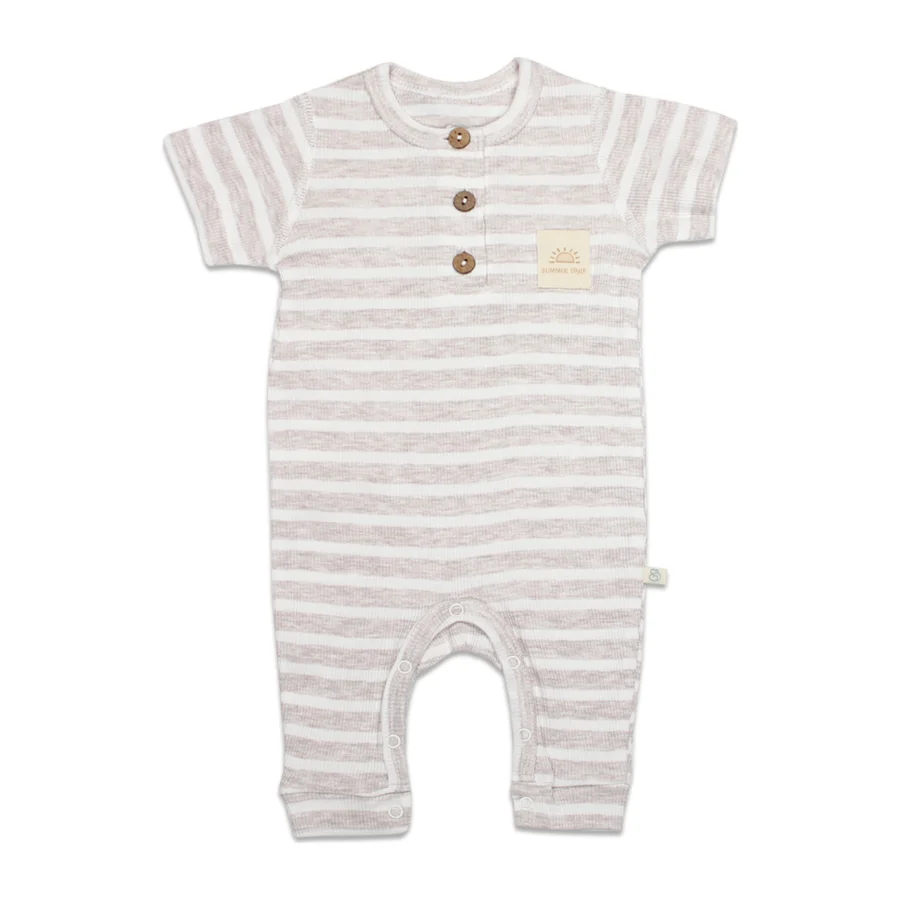 Bistyle Line Colors Yarım Kol Patiksiz Tulum, Bej