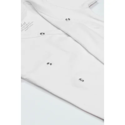 Bistyle Organik Natural Basic Style Kruvaze Uzun Kol Body BS17102 Beyaz