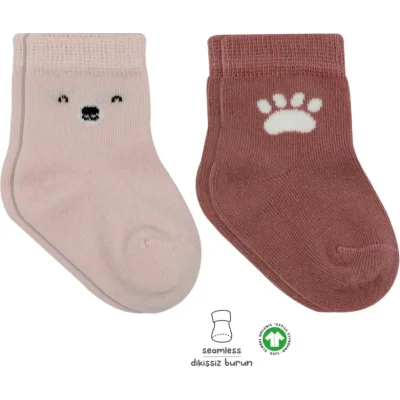 Bistyle Bear Penye Soket Çorap, 2'li, Pembe