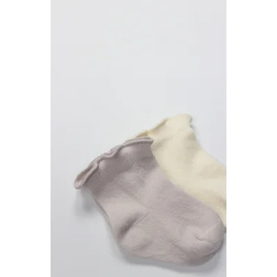 Bistyle Overlok Style Penye Soket Çorap, 2'li, Taş