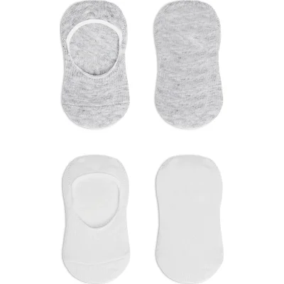 Bistyle 2'Li Penye Babet Silikonlu Basic Çorap 30104 Gri Beyaz