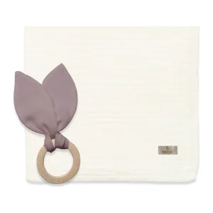 Bistyle Family Friends Diş Kaşıyıcılı Müslin Battaniye, 85x75 cm, Ekru