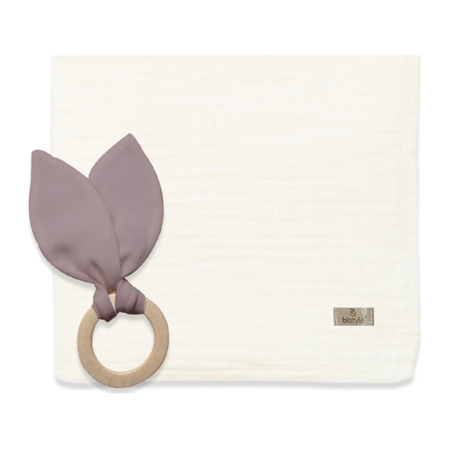 Bistyle Family Friends Diş Kaşıyıcılı Müslin Battaniye, 85x75 cm, Ekru