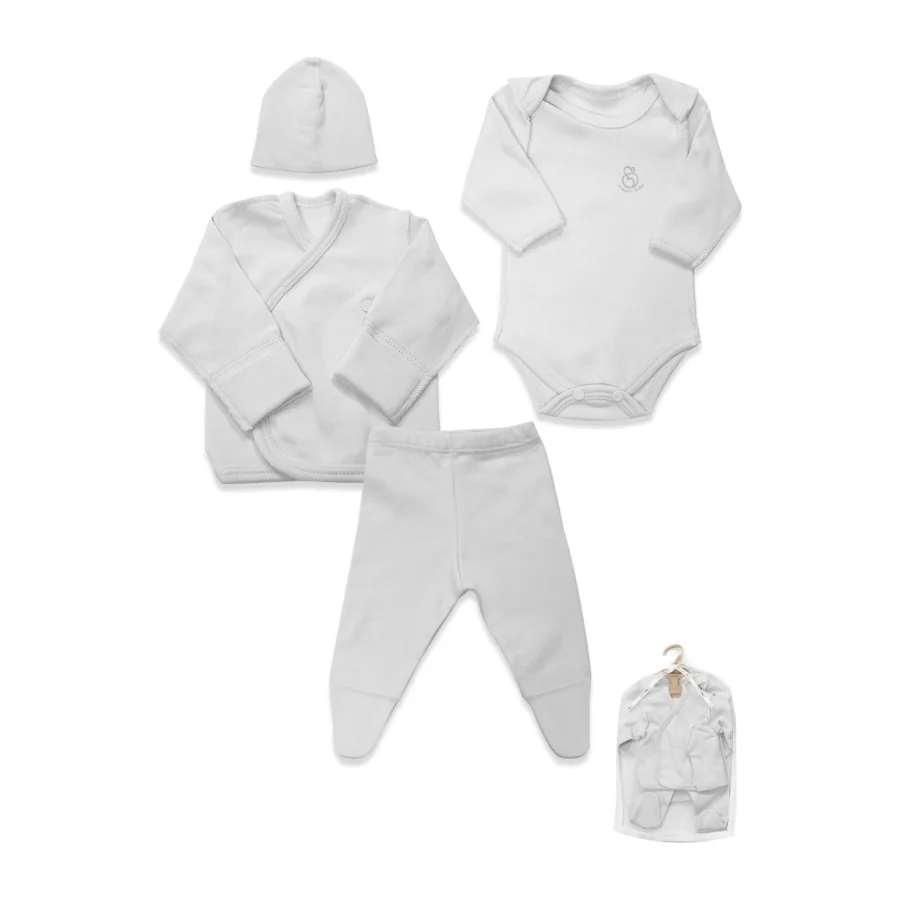 Bistyle Hello Family Prematüre Hastane Çıkışı, 4 Parça, Beyaz