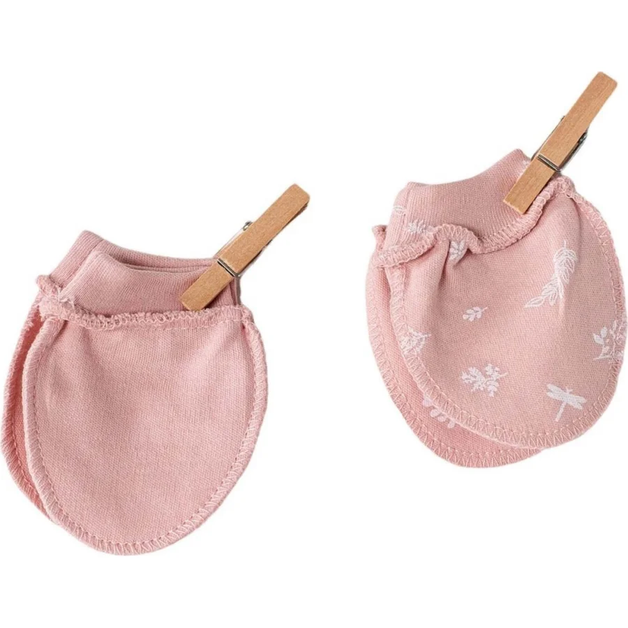 Andywawa Floral %100 Organic Cotton Prematüre Eldiven, Pembe