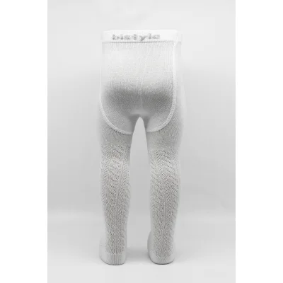 Bistyle Zikzak Kabartma Penye Külotlu Çorap, Tekli, Beyaz