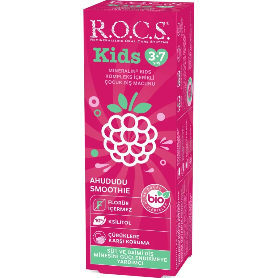 R.O.C.S. Kids Ahududu Smoothie Tadında Florürsüz Diş Macunu 45 Gr