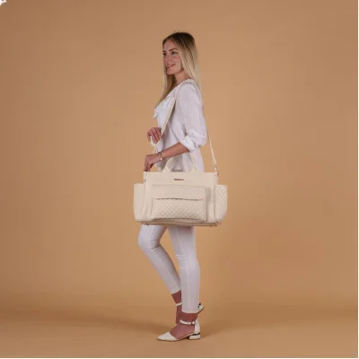 M&Y Athena Deri Anne Bebek Bakım Çantası, Krem