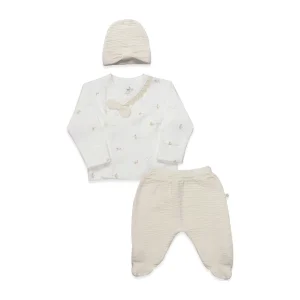 Bistyle Love You Smile Zıbın Takım, 3'lü, Ekru