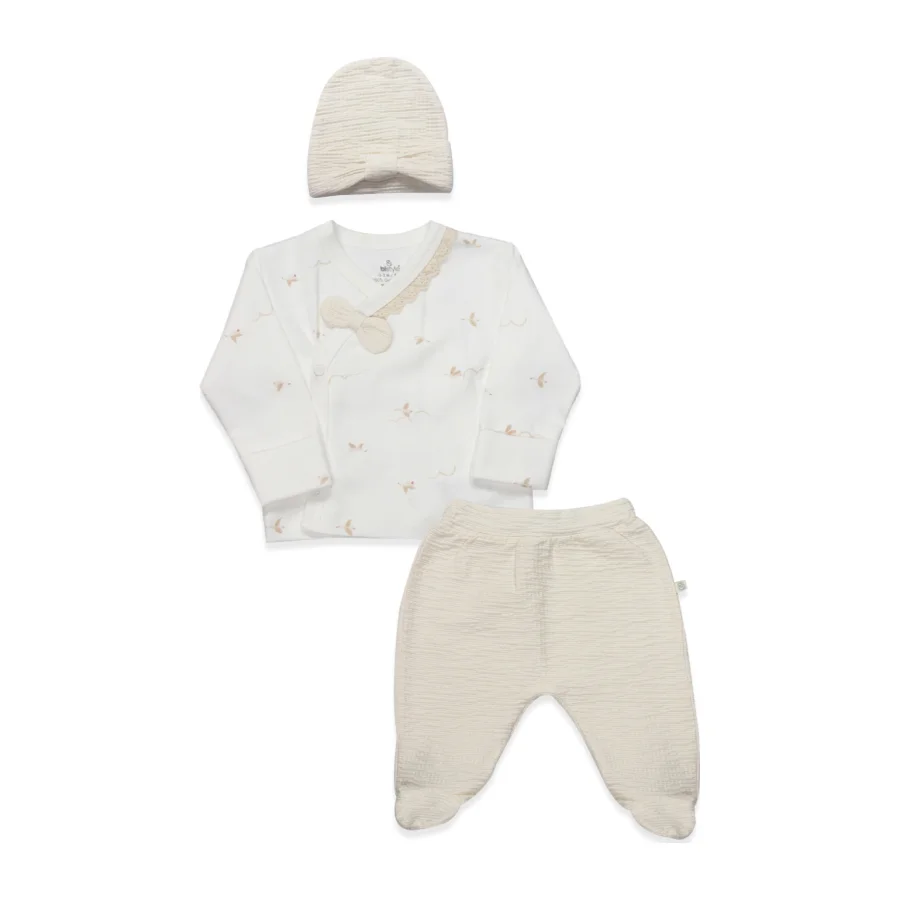 Bistyle Love You Smile Zıbın Takım, 3'lü, Ekru