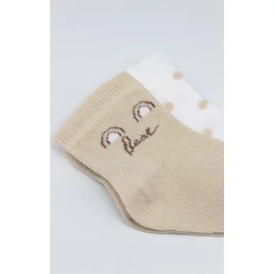 Bistyle So Bear Penye Soket Çorap, 2'li, Ekru, Kahve