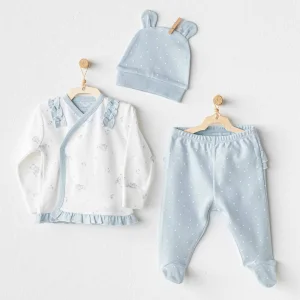 Andywawa Cuddly Bunny Bear Zıbın Set, 3'lü, Mavi