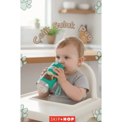 Skip Hop Zoo Pipetli Paslanmaz Çelik Suluk, 350 ml, Pug