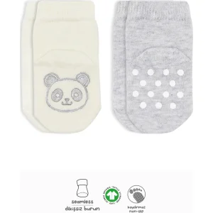 Bistyle Hayvan Figürlü Kaymaz Soket Çorap, 2'li, Gri, Ekru