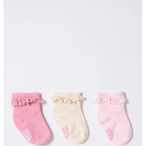 U.S.Polo Kız Bebek Çorap USB2208 Pudra, Ekru, Somon