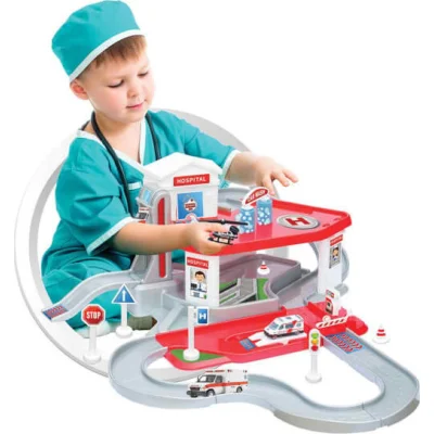 Dede 2 Katlı Hastane Garaj Seti ve Mega Pisti