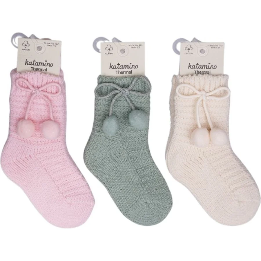 Katamino Ceylan Aksesuarlı Kız Bebek Havlu Soket Çorap 450908 Asorti