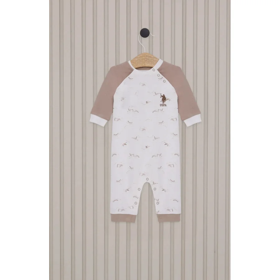 U.S.Polo Erkek Bebek Uzun Kol Patiksiz Tulum, Krem