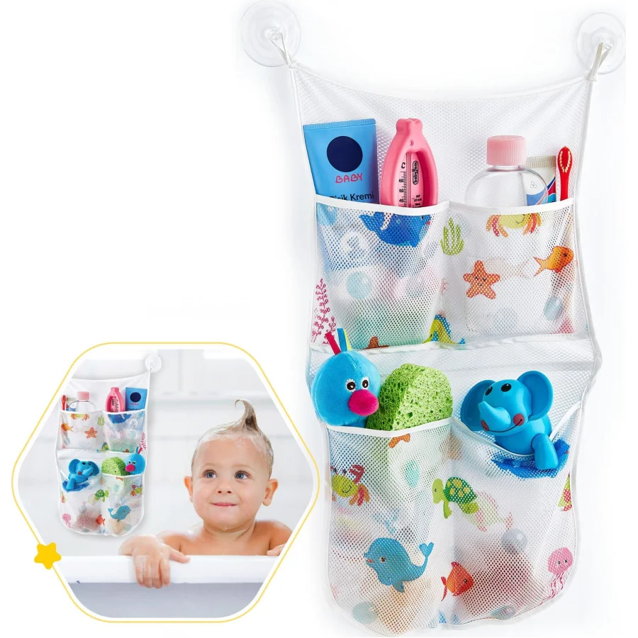 BabyJem Bebek Banyo Oyuncak Torbası, Beyaz