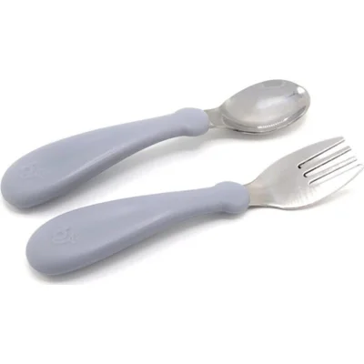 BabyJem Paslanmaz Çelik Çatal Kaşık Seti, Gri