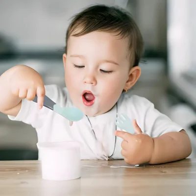 BabyJem Açılı Mama Kaşık Çatal Takımı, Yeşil