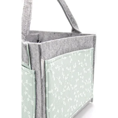 BabyJem Keçe Anne Bebek Bakım Çantası 772 Yeşil Çiçek