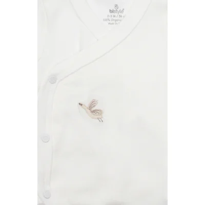 Bistyle Kruvaze Body Yarım Kol Love You Smile Ekru