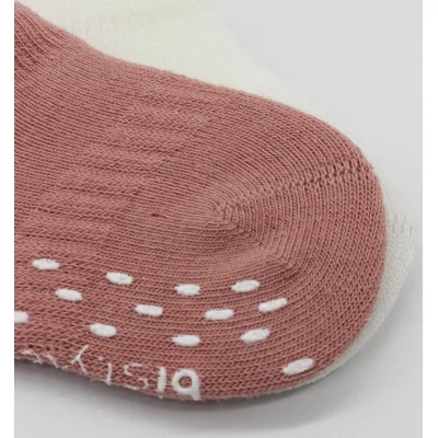 Bistyle Sneakers Kaymaz Colours Penye Çorap, 2'li, Ekru, Pudra