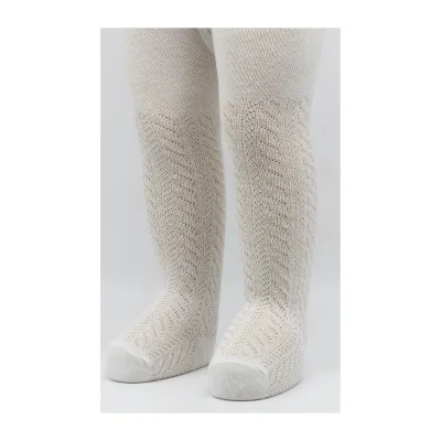 Bistyle Zikzak Kabartma Penye Külotlu Çorap, Tekli, Ekru