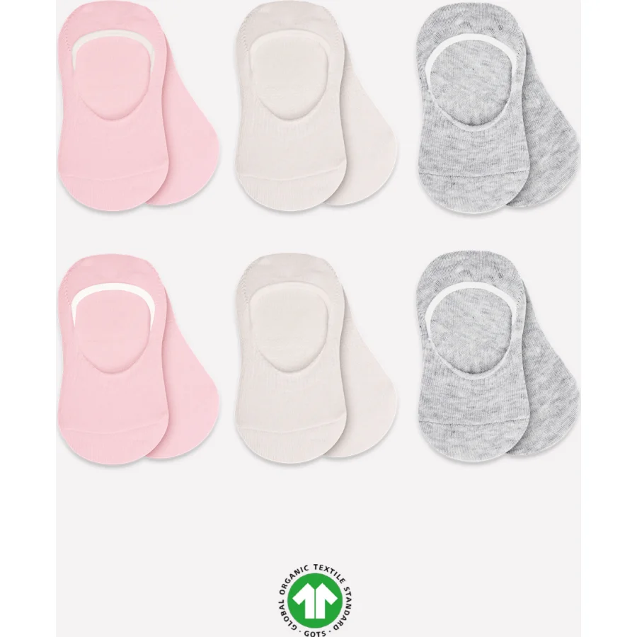 Bistyle 6'Lı Silikonlu Babet Penye Çorap 30101 Pembe Ekru Gri