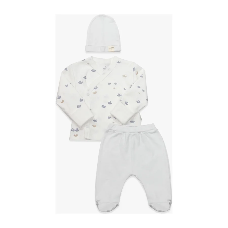 Bistyle Little Boats Zıbın Takım, 3'lü, Ekru