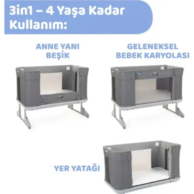 Chicco Next2Me Forever Anne Yanı Beşik, Moon Grey